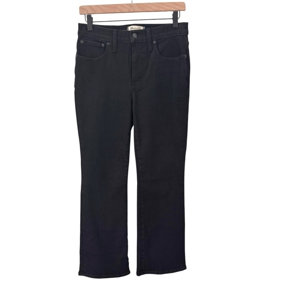 Madewell Mid-Rise Kick Out Crop Jeans in "Black Rinse Wash" Size 28 - Picture 6 of 16